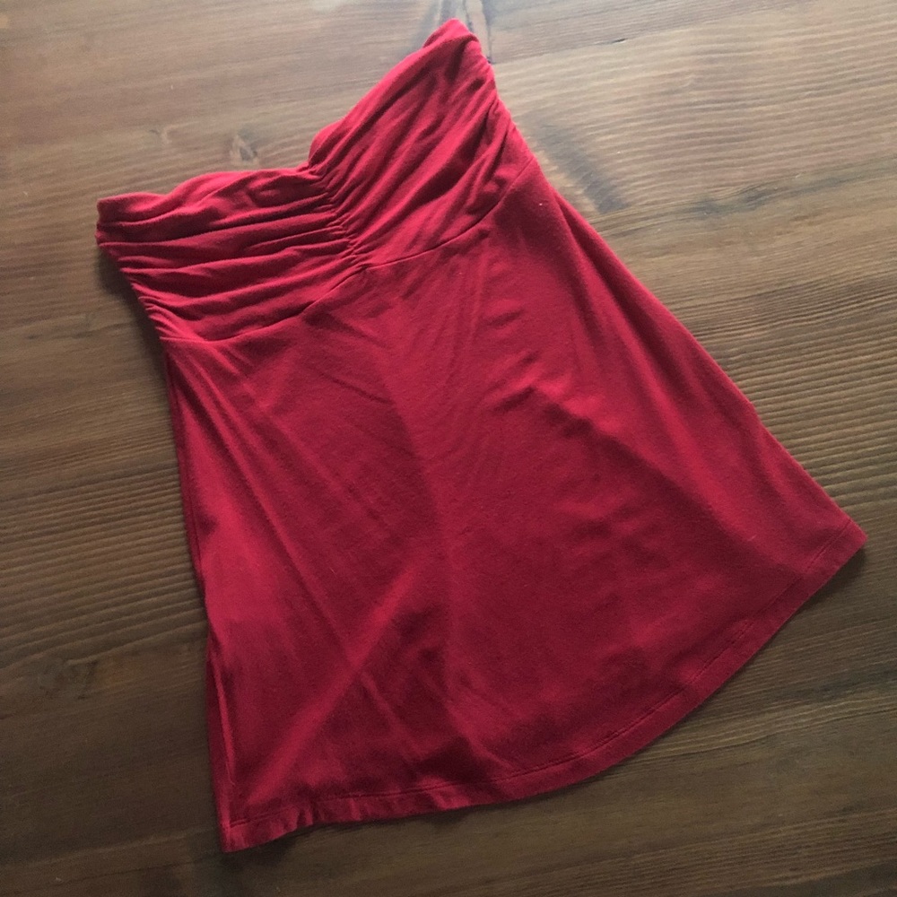 Express red strapless top